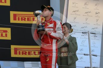 World © Octane Photographic Ltd. Scuderia Ferrari SF15-T– Sebastian Vettel (3rd). Sunday 27th September 2015, F1 Japanese Grand Prix, Podium, Suzuka. Digital Ref: