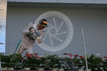 World © Octane Photographic Ltd. Mercedes AMG Petronas F1 W06 Hybrid – Lewis Hamilton (1st). Sunday 27th September 2015, F1 Japanese Grand Prix, Podium, Suzuka. Digital Ref: