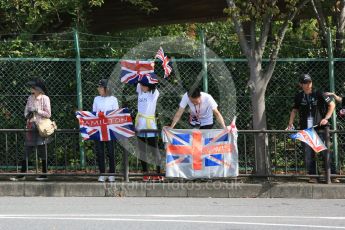 World © Octane Photographic Ltd. Japanese Lewis Hamilton fans waiting at the paddock entrance. Saturday 26th September 2015, F1 Japanese Grand Prix, Paddock, Suzuka. Digital Ref: 1445CB5D1793