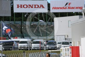 World © Octane Photographic Ltd. Honda Racing and F1 logos. Saturday 26th September 2015, F1 Japanese Grand Prix, Paddock, Suzuka. Digital Ref: 1445CB5D1817