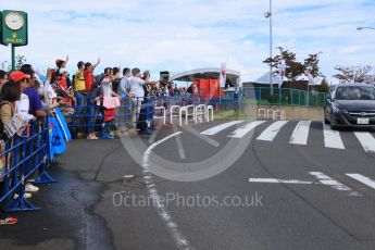 World © Octane Photographic Ltd. The Japanese fans waiting at the paddock entrance. Saturday 26th September 2015, F1 Japanese Grand Prix, Paddock, Suzuka. Digital Ref: 1445CB7D6298