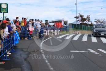 World © Octane Photographic Ltd. The Japanese fans waiting at the paddock entrance. Saturday 26th September 2015, F1 Japanese Grand Prix, Paddock, Suzuka. Digital Ref: 1445CB7D6298