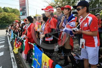 World © Octane Photographic Ltd. The Japanese fans waiting at the paddock entrance. Saturday 26th September 2015, F1 Japanese Grand Prix, Paddock, Suzuka. Digital Ref: 1445CB7D6314
