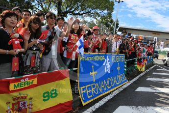 World © Octane Photographic Ltd. The Japanese fans waiting at the paddock entrance. Saturday 26th September 2015, F1 Japanese Grand Prix, Paddock, Suzuka. Digital Ref: 1445CB7D6320