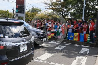 World © Octane Photographic Ltd. The Japanese fans waiting at the paddock entrance. Saturday 26th September 2015, F1 Japanese Grand Prix, Paddock, Suzuka. Digital Ref: 1445CB7D6334
