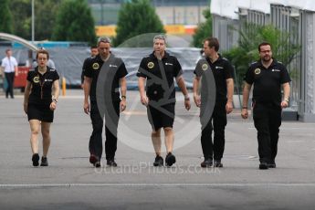 World © Octane Photographic Ltd. Lotus team in the paddock. Sunday 27th September 2015, F1 Japanese Grand Prix, Setup, Suzuka. Digital Ref: 1448CB7D7569