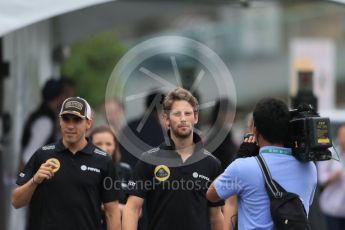 World © Octane Photographic Ltd. Lotus F1 Team E23 Hybrid – Romain Grosjean Pastor Maldonado. Sunday 27th September 2015, F1 Japanese Grand Prix, Setup, Suzuka. Digital Ref: 1448LB1D4201