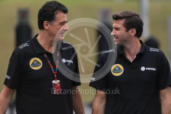 World © Octane Photographic Ltd. Lotus F1 Team – Federico Gastaldi and Matthew Carter. Sunday 27th September 2015, F1 Japanese Grand Prix, Setup, Suzuka. Digital Ref: 1448LB1D4360