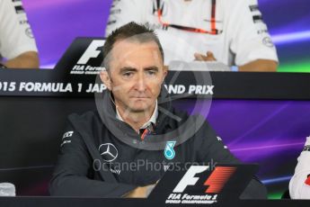 World © Octane Photographic Ltd. Team Personnel Press Conference. Friday 25th September 2015, F1 Japanese Grand Prix, Suzuka. Paddy Lowe - Mercedes AMG Petronas Executive Director. Digital Ref: 1444CB7D6134