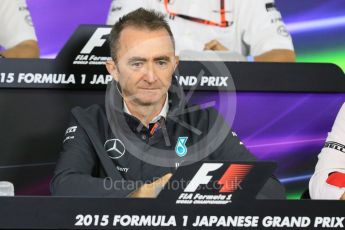 World © Octane Photographic Ltd. Team Personnel Press Conference. Friday 25th September 2015, F1 Japanese Grand Prix, Suzuka. Paddy Lowe - Mercedes AMG Petronas Executive Director. Digital Ref: 1444CB7D6150