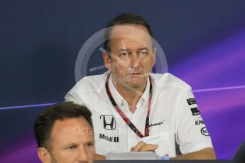 World © Octane Photographic Ltd. Team Personnel Press Conference. Friday 25th September 2015, F1 Japanese Grand Prix, Suzuka. Jonathan Neale – McLaren Honda – Chief Operating Officer and acting CEO. Digital Ref: 1444CB7D6184