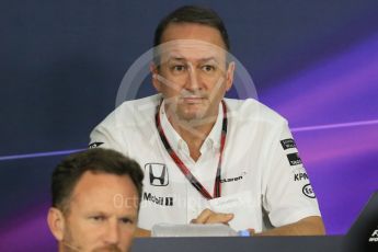 World © Octane Photographic Ltd. Team Personnel Press Conference. Friday 25th September 2015, F1 Japanese Grand Prix, Suzuka. Jonathan Neale – McLaren Honda – Chief Operating Officer and acting CEO. Digital Ref: 1444CB7D6187