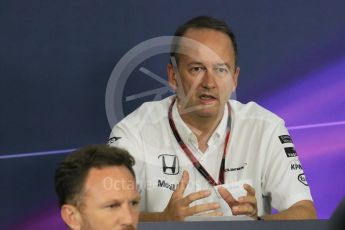 World © Octane Photographic Ltd. Team Personnel Press Conference. Friday 25th September 2015, F1 Japanese Grand Prix, Suzuka. Jonathan Neale – McLaren Honda – Chief Operating Officer and acting CEO. Digital Ref: 1444CB7D6192