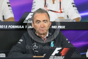 World © Octane Photographic Ltd. Team Personnel Press Conference. Friday 25th September 2015, F1 Japanese Grand Prix, Suzuka. Paddy Lowe - Mercedes AMG Petronas Executive Director. Digital Ref: 1444CB7D6225