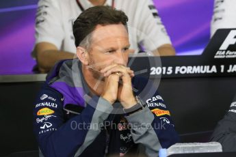 World © Octane Photographic Ltd. Team Personnel Press Conference. Friday 25th September 2015, F1 Japanese Grand Prix, Suzuka. Christian Horner – Infiniti Red Bull Racing team principle. Digital Ref: 1444CB7D6240