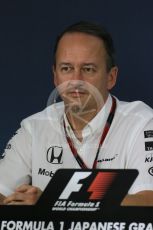 World © Octane Photographic Ltd. Team Personnel Press Conference. Friday 25th September 2015, F1 Japanese Grand Prix, Suzuka. Jonathan Neale – McLaren Honda – Chief Operating Officer and acting CEO. Digital Ref: 1444LB1D1955