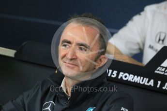 World © Octane Photographic Ltd. Team Personnel Press Conference. Friday 25th September 2015, F1 Japanese Grand Prix, Suzuka. Paddy Lowe - Mercedes AMG Petronas Executive Director. Digital Ref: 1444LB1D1999
