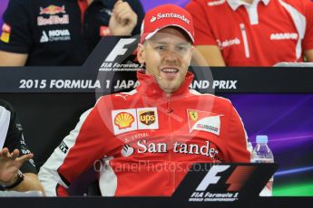 World © Octane Photographic Ltd. Drivers’ Press Conference. Thursday 24th September 2015, F1 Japanese Grand Prix, Suzuka. Scuderia Ferrari – Sebastian Vettel. Digital Ref: 1440CB7D4448