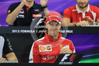 World © Octane Photographic Ltd. Drivers’ Press Conference. Thursday 24th September 2015, F1 Japanese Grand Prix, Suzuka. Scuderia Ferrari – Sebastian Vettel. Digital Ref: 1440CB7D4461