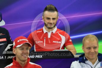 World © Octane Photographic Ltd. Drivers’ Press Conference. Thursday 24th September 2015, F1 Japanese Grand Prix, Suzuka. Manor Marussia F1 Team – William Stevens. Digital Ref: 1440CB7D4476