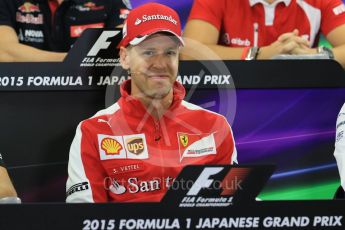 World © Octane Photographic Ltd. Drivers’ Press Conference. Thursday 24th September 2015, F1 Japanese Grand Prix, Suzuka. Scuderia Ferrari – Sebastian Vettel. Digital Ref: 1440CB7D4481