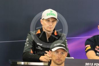 World © Octane Photographic Ltd. Drivers’ Press Conference. Thursday 24th September 2015, F1 Japanese Grand Prix, Suzuka. Sahara Force India – Nico Hulkenberg. Digital Ref: 1440CB7D4548