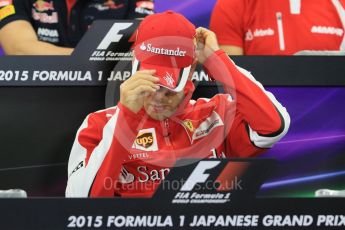 World © Octane Photographic Ltd. Drivers’ Press Conference. Thursday 24th September 2015, F1 Japanese Grand Prix, Suzuka. Scuderia Ferrari – Sebastian Vettel. Digital Ref: 1440CB7D4563
