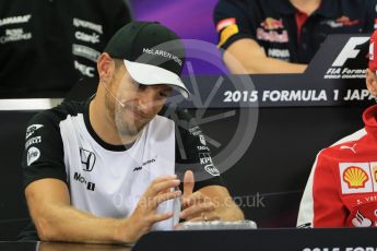 World © Octane Photographic Ltd. Drivers’ Press Conference. Thursday 24th September 2015, F1 Japanese Grand Prix, Suzuka. McLaren Honda - Jenson Button. Digital Ref: 1440CB7D4661