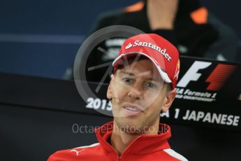 World © Octane Photographic Ltd. Drivers’ Press Conference. Thursday 24th September 2015, F1 Japanese Grand Prix, Suzuka. Scuderia Ferrari – Sebastian Vettel. Digital Ref: 1440LB1D9585