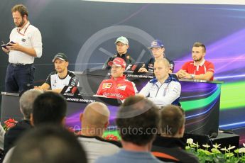 World © Octane Photographic Ltd. Drivers’ Press Conference. Thursday 24th September 2015, F1 Japanese Grand Prix, Suzuka. Williams Martini Racing – Valtteri Bottas, McLaren Honda - Jenson Button, Sahara Force India – Nico Hulkenberg, Manor Marussia F1 Team – William Stevens, Scuderia Toro Rosso – Max Verstappen and Scuderia Ferrari – Sebastian Vettel. Digital Ref: 1440LB1L0068