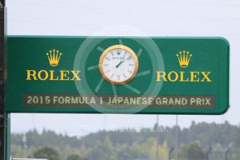 World © Octane Photographic Ltd. Rolex official clock. Thursday 24th September 2015, F1 Japanese Grand Prix, Setup, Suzuka. Digital Ref: 1439CB7D4366