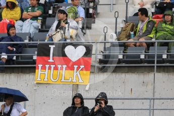 World © Octane Photographic Ltd. Nico Hulkenberg fans in the grandstands. Thursday 24th September 2015, F1 Japanese Grand Prix, Setup, Suzuka. Digital Ref: 1439CB7D4430