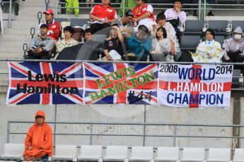 World © Octane Photographic Ltd. Lewis Hamilton fans in the grandstands. Thursday 24th September 2015, F1 Japanese Grand Prix, Setup, Suzuka. Digital Ref: 1439CB7D4433