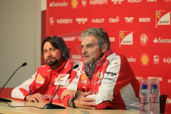 World © Octane Photographic Ltd. Scuderia Ferrari Press Conference - Maurizio Arrivabene and press secretary Alberto Antonini. Friday 20th February 2015, Circuit de Barcelona Catalunya, Spain. Digital Ref : 1189CB1L6429
