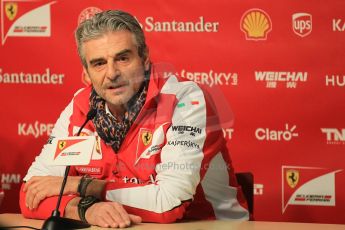 World © Octane Photographic Ltd. Scuderia Ferrari Press Conference - Maurizio Arrivabene. Friday 20th February 2015, Circuit de Barcelona Catalunya, Spain. Digital Ref : 1189CB1L6449
