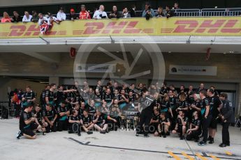 World © Octane Photographic Ltd. Mercedes AMG Petronas F1 team – Lewis Hamilton, celebrate on winning the USA GP, with enough points to take the World Drovers Championship (WDC) Sunday 25th October 2015, F1 USA Grand Prix, Austin, Texas - Circuit of the Americas (COTA). Digital Ref: 1468LB1D3087