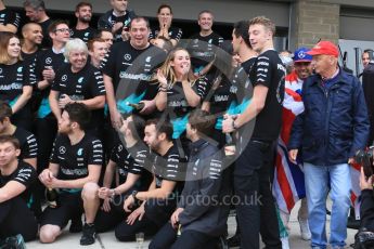 World © Octane Photographic Ltd. Mercedes AMG Petronas F1 team – Lewis Hamilton, celebrate on winning the USA GP, with enough points to take the World Drovers Championship (WDC) Sunday 25th October 2015, F1 USA Grand Prix, Austin, Texas - Circuit of the Americas (COTA). Digital Ref: 1468LB1D3100