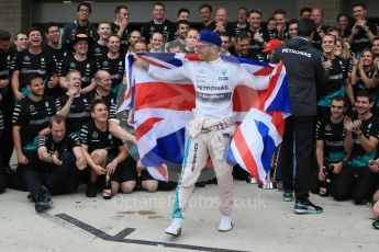 World © Octane Photographic Ltd. Mercedes AMG Petronas F1 team – Lewis Hamilton, celebrate on winning the USA GP, with enough points to take the World Drovers Championship (WDC) Sunday 25th October 2015, F1 USA Grand Prix, Austin, Texas - Circuit of the Americas (COTA). Digital Ref: 1468LB1D3171