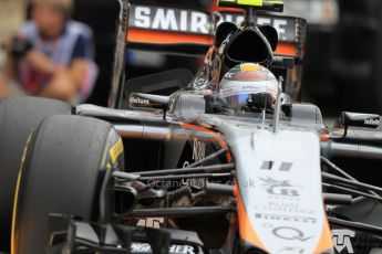 World © Octane Photographic Ltd. Sahara Force India VJM08 – Sergio Perez. Saturday 23rd May 2015, F1 Practice 3, Monte Carlo, Monaco. Digital Ref: 1281CB1L0957