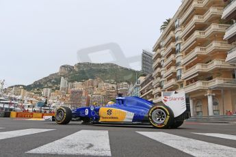 World © Octane Photographic Ltd. Sauber F1 Team C34-Ferrari – Marcus Ericsson. Saturday 23rd May 2015, F1 Practice 3, Monte Carlo, Monaco. Digital Ref: 1281CB7D5317