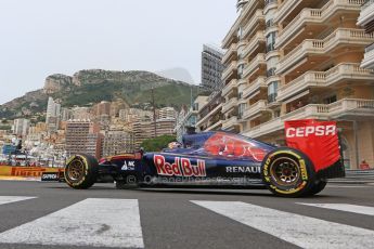 World © Octane Photographic Ltd. Scuderia Toro Rosso STR10 – Max Verstappen. Saturday 23rd May 2015, F1 Practice 3, Monte Carlo, Monaco. Digital Ref: 1281CB7D5321