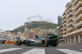 World © Octane Photographic Ltd. Sahara Force India VJM08 – Nico Hulkenberg. Saturday 23rd May 2015, F1 Practice 3, Monte Carlo, Monaco. Digital Ref: