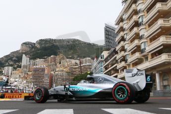 World © Octane Photographic Ltd. Mercedes AMG Petronas F1 W06 Hybrid – Nico Rosberg. Saturday 23rd May 2015, F1 Practice 3, Monte Carlo, Monaco. Digital Ref:1281CB7D5425