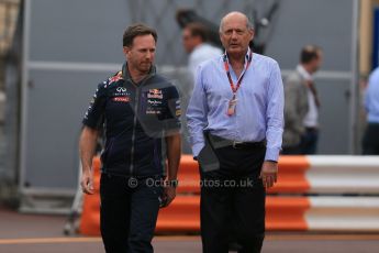 World © Octane Photographic Ltd. Infiniti Red Bull Racing Team Principal - Christian Horner and Ron Dennis - Principal of McLaren Honda. Saturday 23rd May 2015, F1 Practice 3, Monte Carlo, Monaco. Digital Ref: 1281LB1D5790