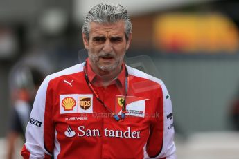 World © Octane Photographic Ltd. Scuderia Ferrari - Maurizio Arrivabene. Saturday 23rd May 2015, F1 Practice 3, Monte Carlo, Monaco. Digital Ref: 1281LB1D5873