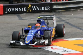 World © Octane Photographic Ltd. Sauber F1 Team C34-Ferrari – Felipe Nasr. Saturday 23rd May 2015, F1 Spanish GP Formula 1 Practice 3. Monte Carlo, Monaco. Digital Ref: 1281LB1D6434