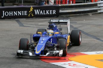 World © Octane Photographic Ltd. Sauber F1 Team C34-Ferrari – Marcus Ericsson. Saturday 23rd May 2015, F1 Practice 3, Monte Carlo, Monaco. Digital Ref: 1281LB1D6485