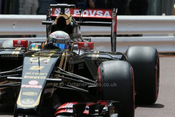 World © Octane Photographic Ltd. Lotus F1 Team E23 Hybrid – Romain Grosjean. Saturday 23rd May 2015, F1 Practice 3, Monte Carlo, Monaco. Digital Ref: 1281LB1D6884