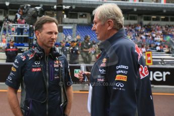 World © Octane Photographic Ltd. Infiniti Red Bull Racing Team Principal - Christian Horner and Helmut Marko. Saturday 23rd May 2015, F1 Practice 3, Monte Carlo, Monaco. Digital Ref: 1281LB5D3352