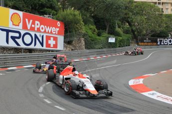 World © Octane Photographic Ltd. Manor Marussia F1 Team MR03 – William Stevens and Scuderia Toro Rosso STR10 – Max Verstappen. . Saturday 23rd May 2015, F1 Qualifying, Monte Carlo, Monaco. Digital Ref: 1282CB1L1155